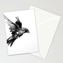 Flying Raven. tribal raven lover black and white raven decor Stationery Card
