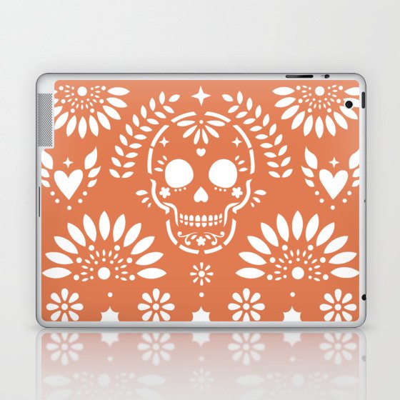 Orange floral skull Laptop & iPad Skin