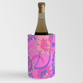 Bold Tropical Floral in Neon Pink + Purple Wine Chiller