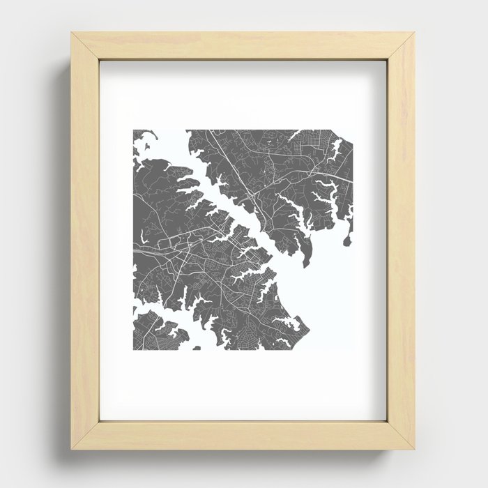 Annapolis USA Modern Map Art Print Recessed Framed Print