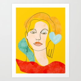 woman face line art minimal illustration Art Print