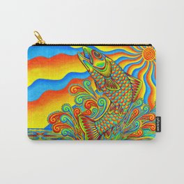 Psychedelic Rainbow Trout Fish Carry-All Pouch | Cute, Fishing, Fish, Rainbow, Hippie, Vibrant, Trippy, Trout, Psychedelic, Groovy 