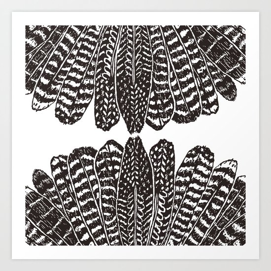 TRIBAL FEATHERS - BLACK Art Print