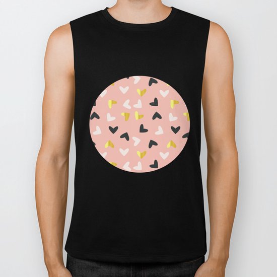 Heart pattern gold and rose Biker Tank