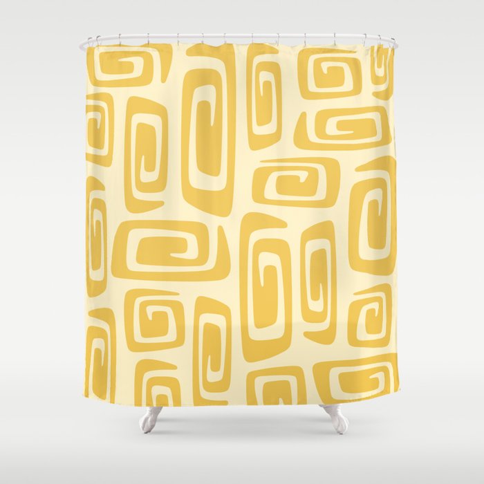 Mid Century Modern Cosmic Abstract 515 Yellow On Yellow Shower Curtain