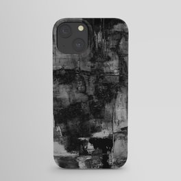 Crackled Gray - Black, white and gray, grey textured abstract iPhone Case