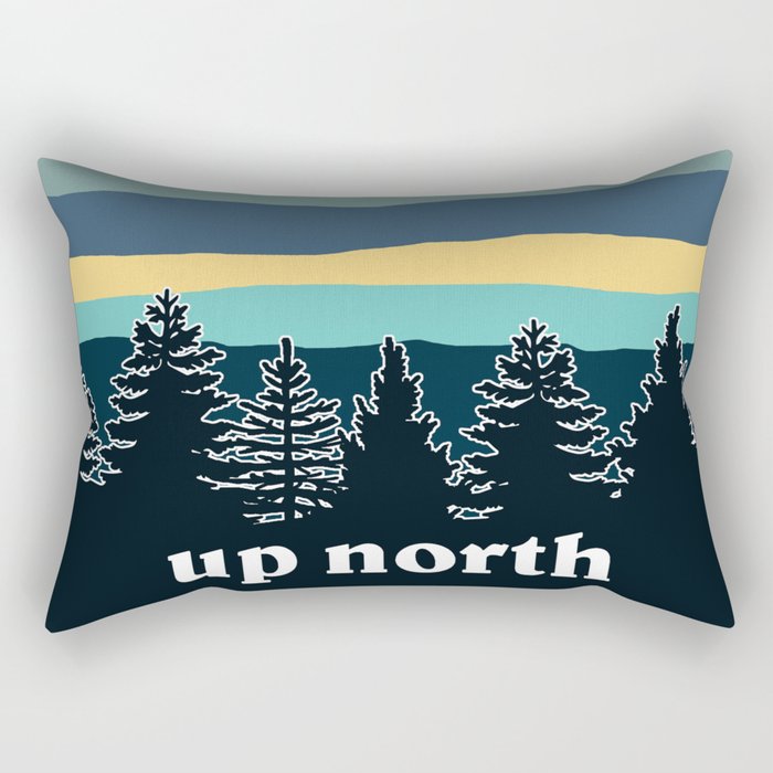 up north, teal & yellow Rectangular Pillow