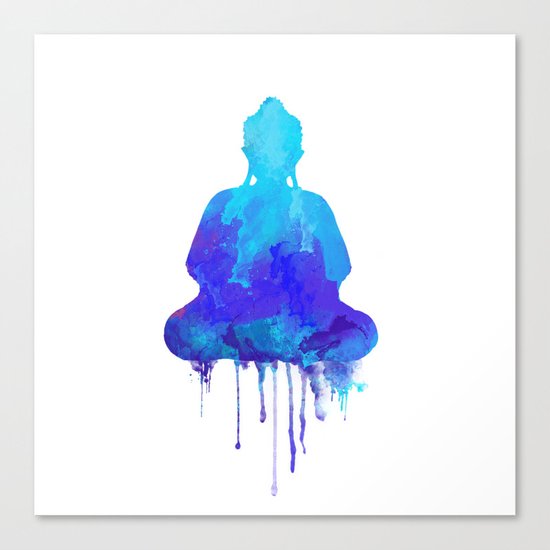Watercolor zen Buddha blue Canvas Print