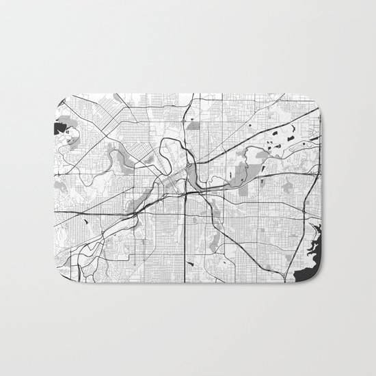 Fort Worth Map Gray Bath Mat