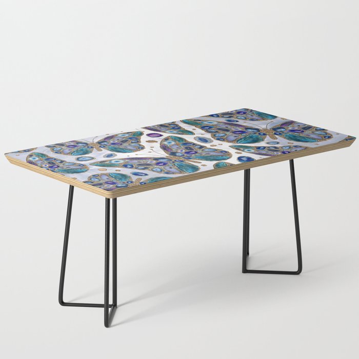 Blue and Purple Geodes Butterflies Coffee Table