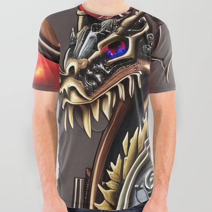 Steampunk Dragon All Over Graphic Tee
