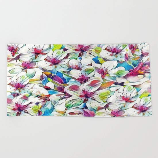 Joyful Spring Floral Abstract Beach Towel