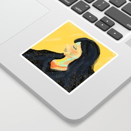 woman in yellow illustration Sticker