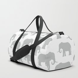 Northern Droplet Gray Elephant Silhouette Pattern on White Duffle Bag