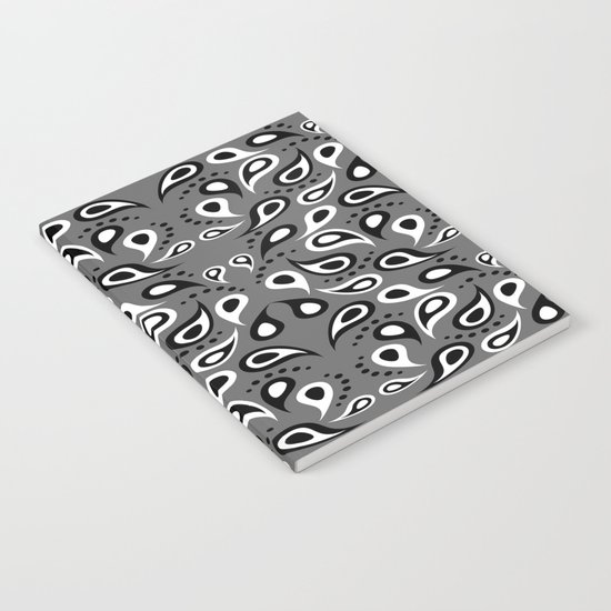 Black White And Grey Paisley Notebook