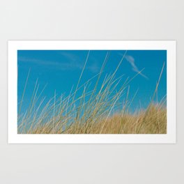 Winterton Dunes Art Print | Warm, Blue, Tones, Warmth, Simple, Curated, Grass, Beach, Summer, Nature 
