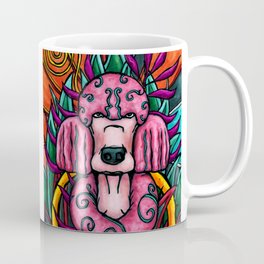 Pink poodle in colorful jungle, quirky dog painting Mug