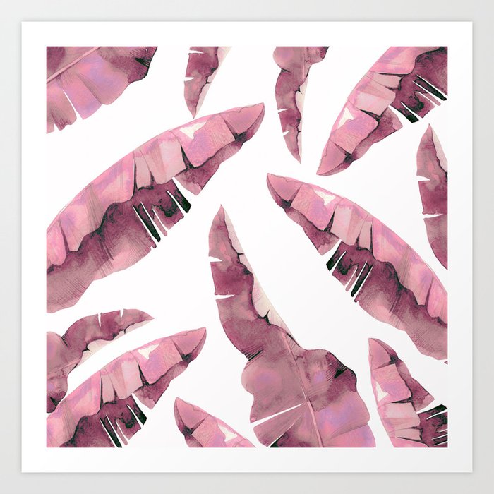 Banana Leaves 2 Pink Art Print