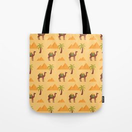 Camels in the desert Tote Bag