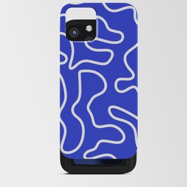 Squiggle Maze Abstract Minimalist Pattern in Electric Blue and White iPhone Card Case
