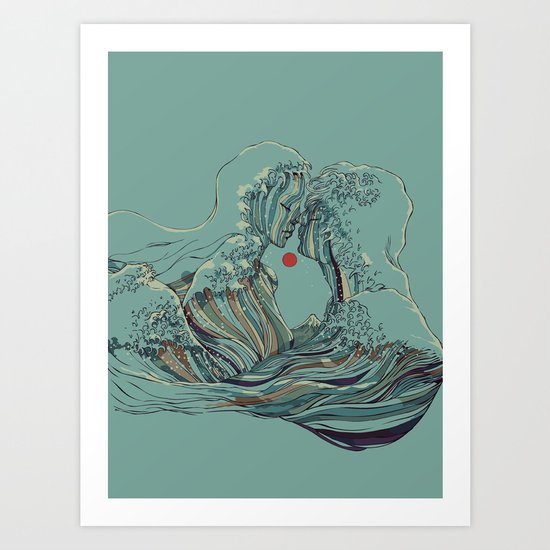 Kissing The Wave Art Print