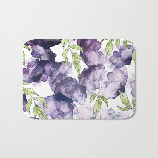 Watercolor + Ink Florals #society6 #decor #buyart Bath Mat