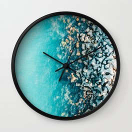 Abstract Turquoise Ocean, Aerial Blue Sea Print, Large Ocean Poster, Coastal Wall Art, Beach Decor Wall Clock