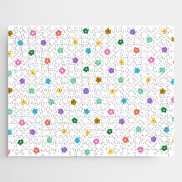 Colorful Retro 70’s Daisy Flowers Boho Design Jigsaw Puzzle