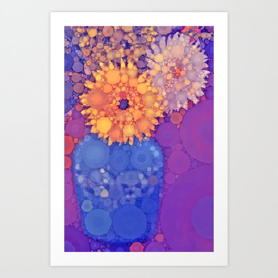 Vintage Flowers in the rain Art Print