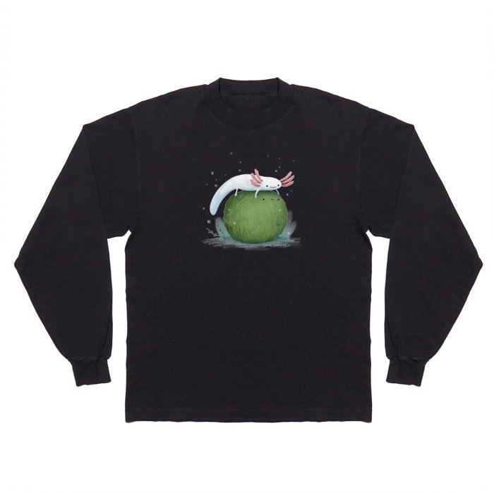 Axolotl on a Mossball Long Sleeve T Shirt