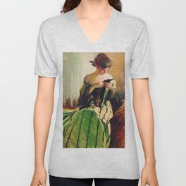 Study of a Young Woman in Black and Green portrait painting by John White Alexander V Neck T Shirt