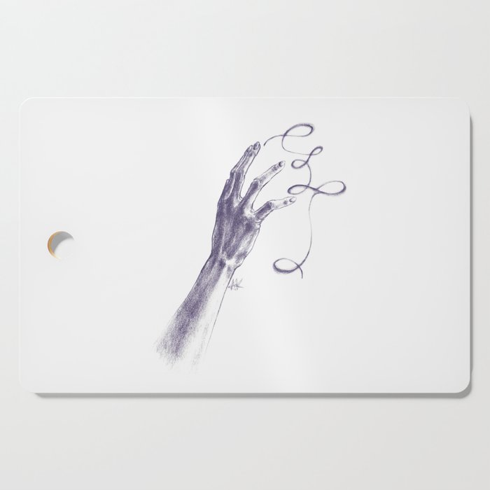 Hand (Te/手) Japanese kanji with hands pencil drawing  Cutting Board