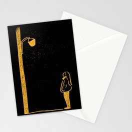 When the weather is fine quote - Street lamp at night - Park Min-young Stationery Cards