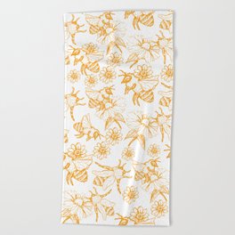 Aesthetic and simple bees pattern Beach Towel