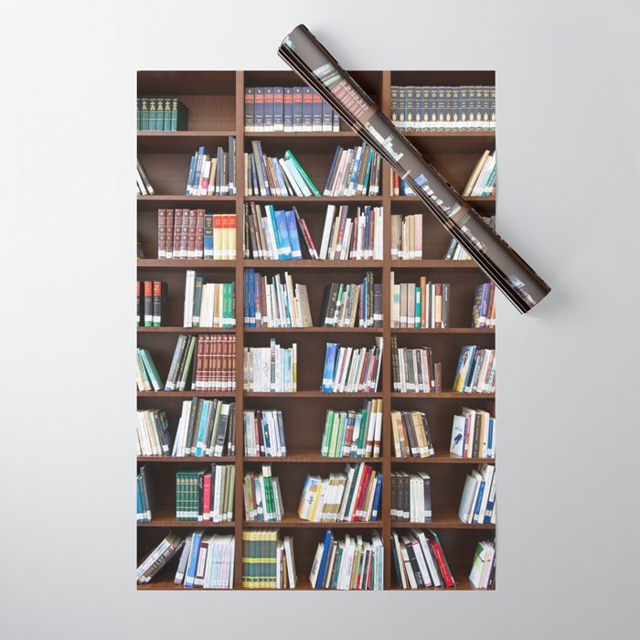 Bookshelf Full Of Books Wrapping Paper by Created Prototype