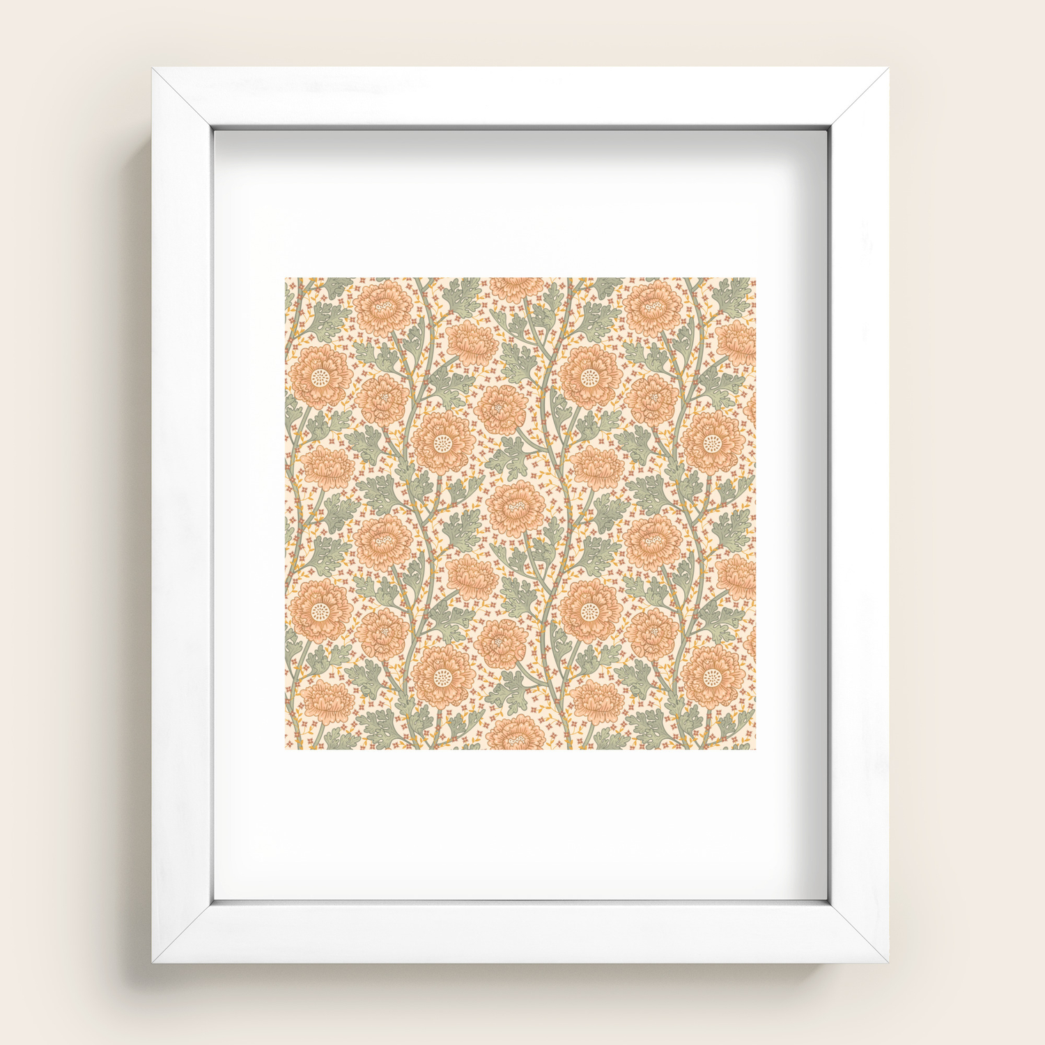Arts and Crafts Ranunculus Recessed Framed Print