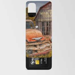 Rusted Pickup Truck in a Rural Landscape by Old Weathered Barn in Michigan Android Card Case