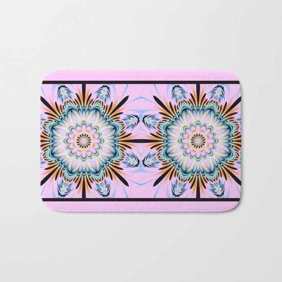 Decorative fantasy flower with a pastels heart Bath Mat