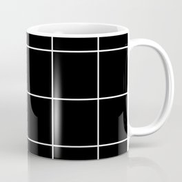 white grid on black background - Coffee Mug