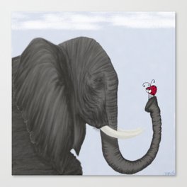 Bertha The Elephant And Her Visitor Canvas Print