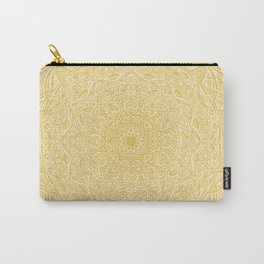 Most Detailed Mandala! Yellow Golden Color Intricate Detail Ethnic Mandalas Zentangle Maze Pattern Carry-All Pouch