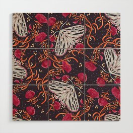 Moth pattern dark 002 Wood Wall Art