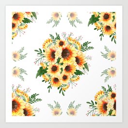 Sunflowers Bouquet Art Print