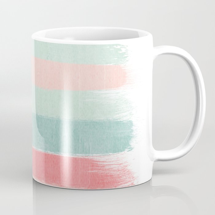 Stripes painted coral minimal mint teal bright southern charleston decor colors Coffee Mug