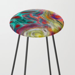 Surrealistic Psycho Abstraction In Neon Bright Colors Counter Stool