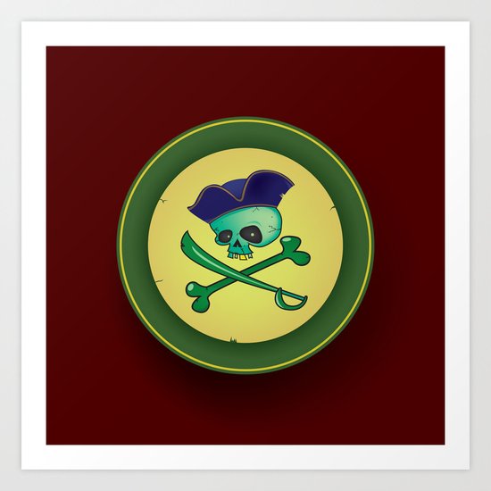 green pirate skull Art Print