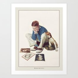 Vintage Poster-Norman Rockwell-Boy Gazing At Cover Girls. Art Print