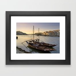 Oporto sunset,  Portugal Framed Art Print | River, Douro, Photo, Sunset, Dusk, Portugal, Oporto, Digital, Color, Architecture 