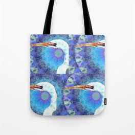 Colorful Mandala Bird Art - White Egret Tote Bag