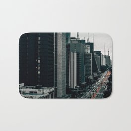 Brazil Photography - Busy Street In Down Town Sao Paulo Bath Mat